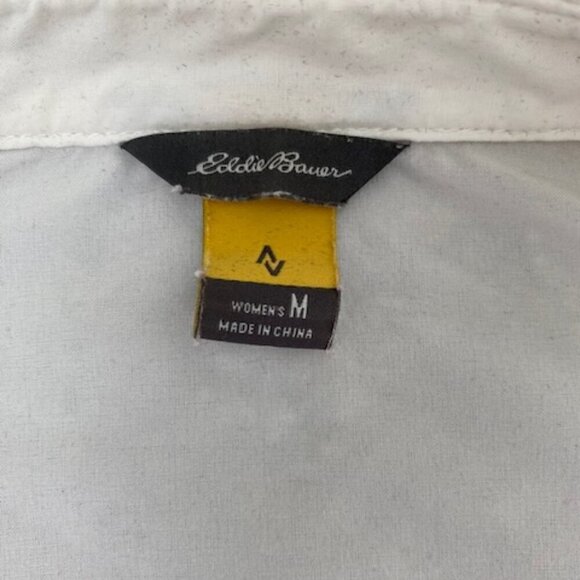 EDDIE BAUER Ivory Snow Travex Departure Stretch Long Sleeve Shirt Medium - Picture 8 of 9